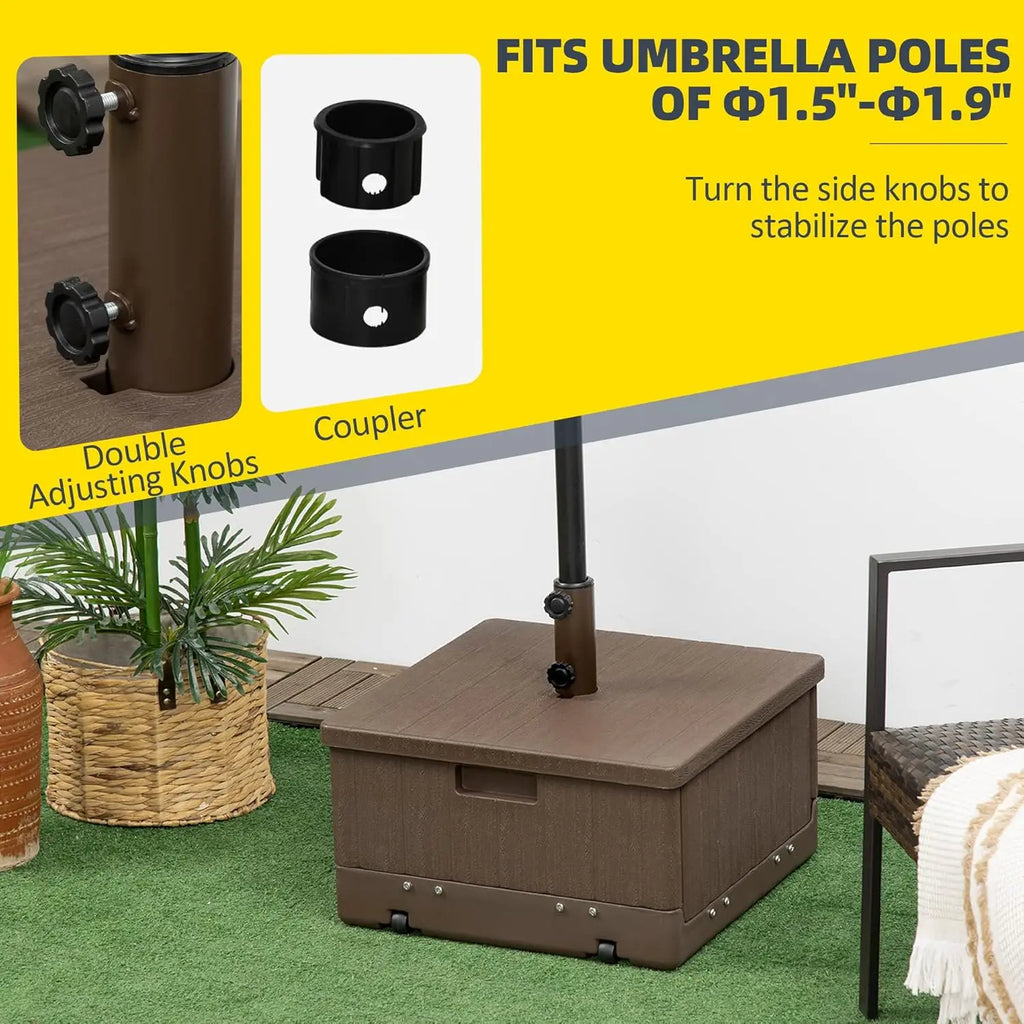Heavy Duty 3-in-1 Umbrella Base, Umbrella Stand with Wheels, Coffee Table & Planter Box, 175lbs Capacity for Sand.