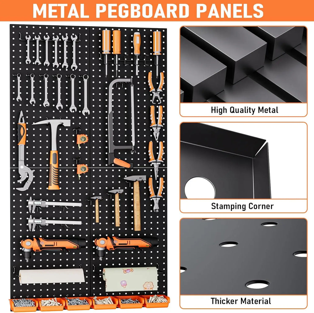 48" x 24" Metal Pegboard Kit, 156 Accessories, 4 Panels for Garage Tool Storage