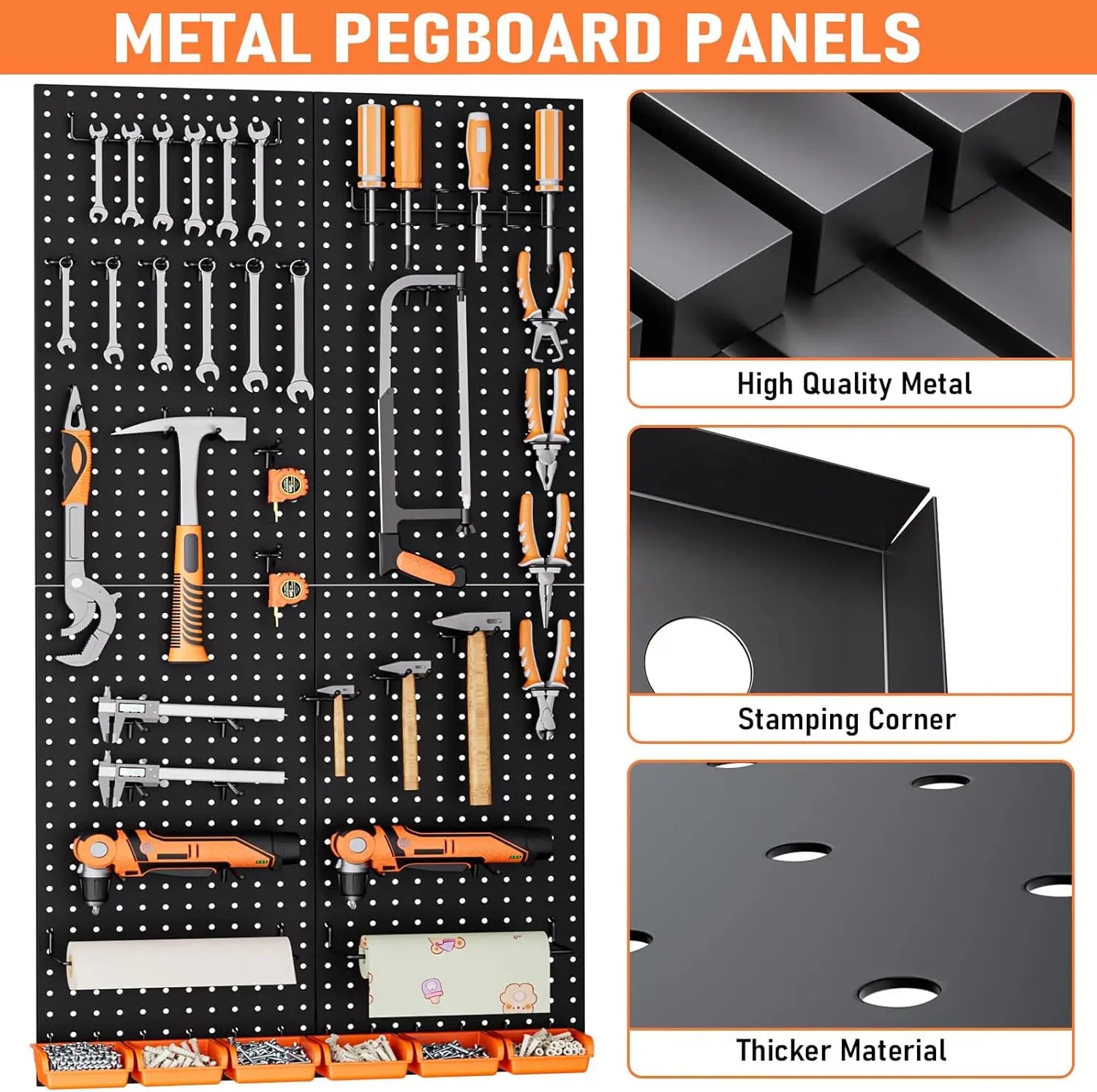 48" x 24" Metal Pegboard Kit, 156 Accessories, 4 Panels for Garage Tool Storage