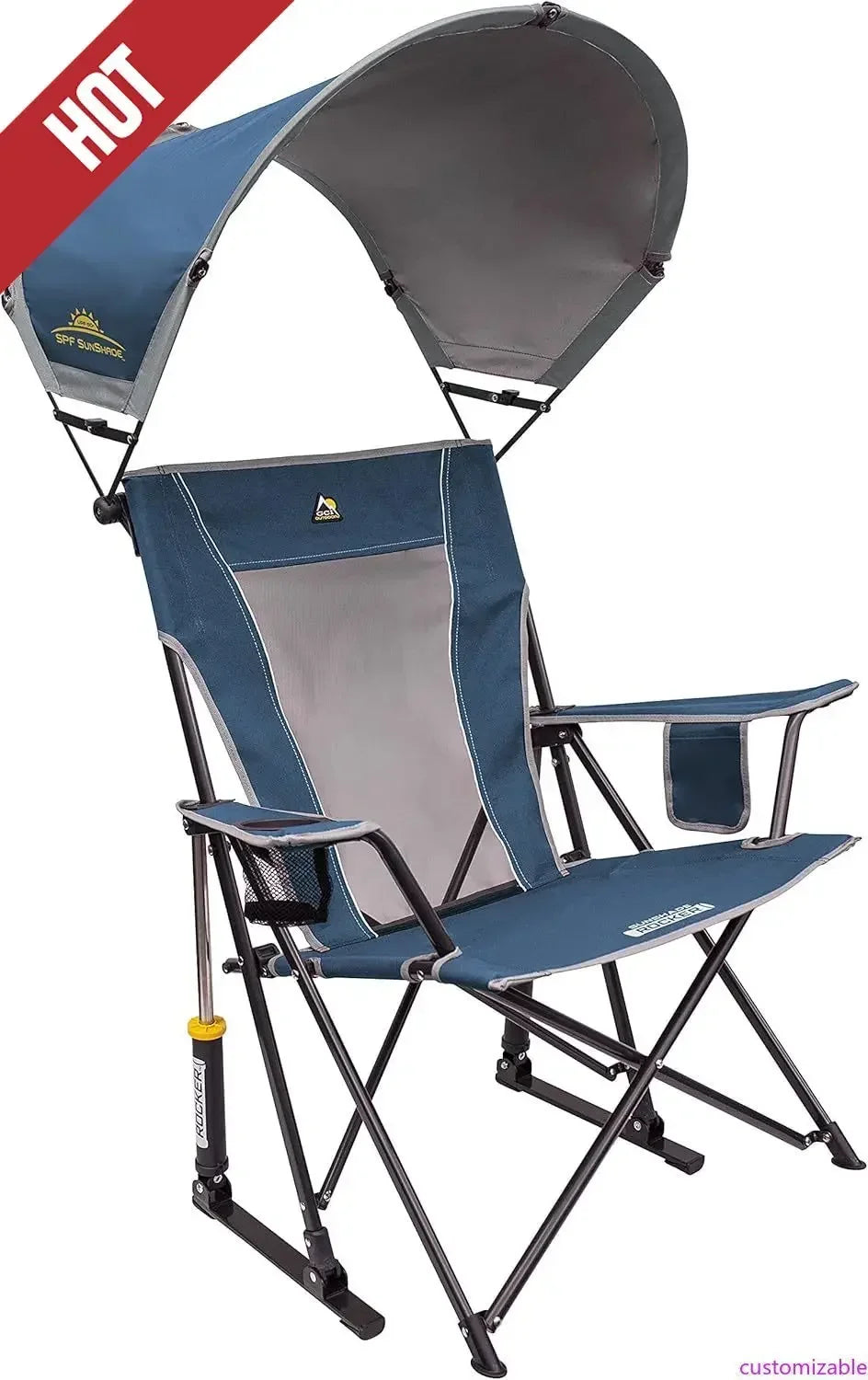 Customizable-Sunshade Rocker Outdoor Rocking Chair With Canopy