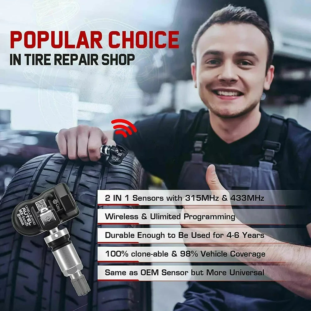 Autel TPMS 2in1 315MHz 433MHz TPMS Sensor Tire Repair Tools Scanner Tire Pressure Monitoring Programmable Sensors