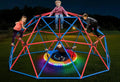 Hapfan Climbing Dome Swing Set with LED Saucer Swing, Jungle Gym for Kids Outdoor Backyard, Supports 800lbs, Easy Asssembly, Rus
