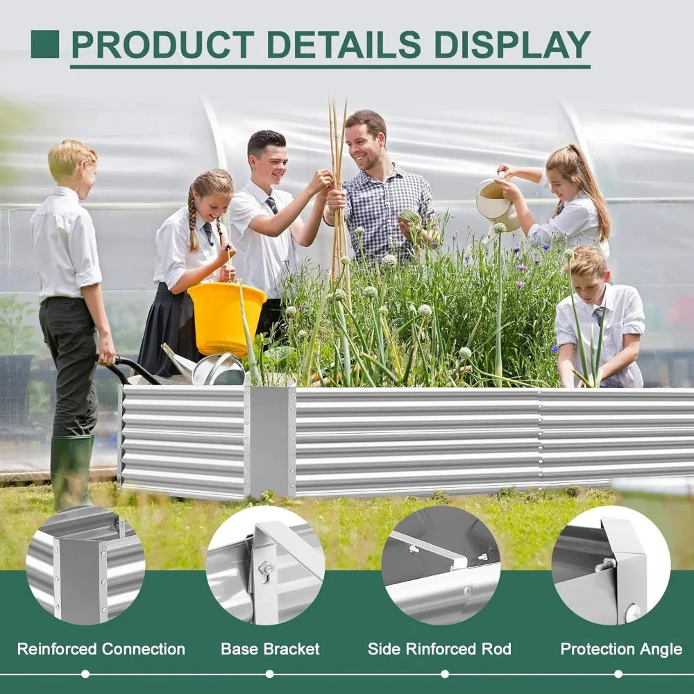 8' × 4' × 2' Galvanized Raised Garden Bed Kit, Planter Raised Garden Boxes Outdoor, Large Metal Raised Garden Beds for Vegetables.