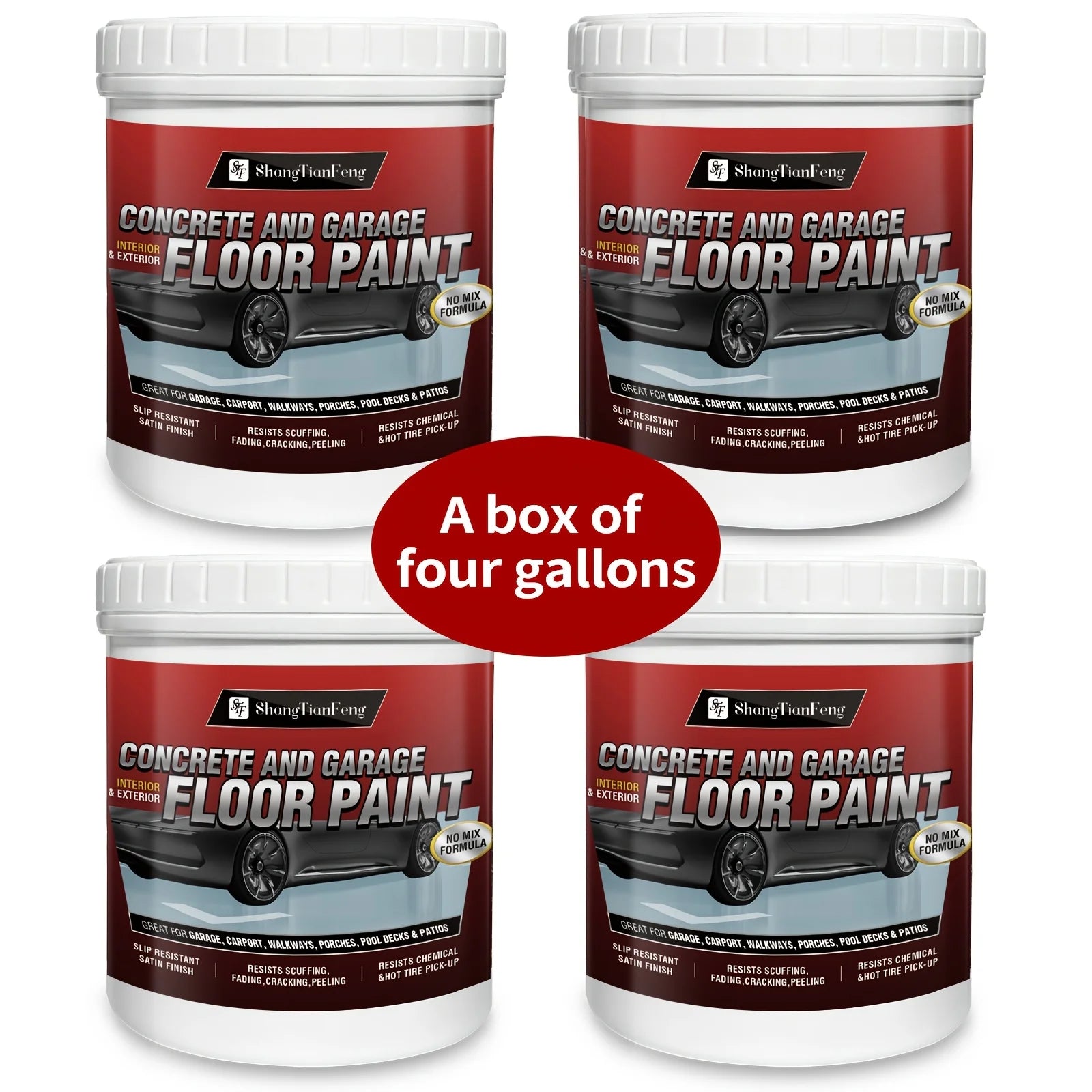 ShangTianFeng Large Container Heavy-Duty Multi-Component Wall/Floor Paint Suitable for Interior/external Use - Large Bucket with Base & Topcoat Paint, Scratch & Stain Resistant Coating for Walls/Floors, DIY Application for Li