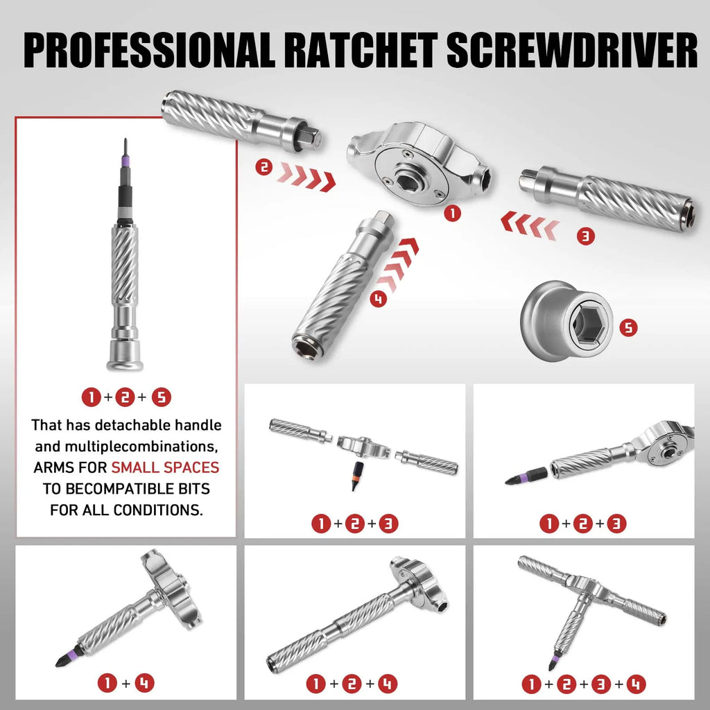 VMAN 66in1 Multifunction Ratchet Screwdriver Set, Multi Magnetic Bits Mini Repair Tool Kit, Household Tool For PC & Desk Etc.