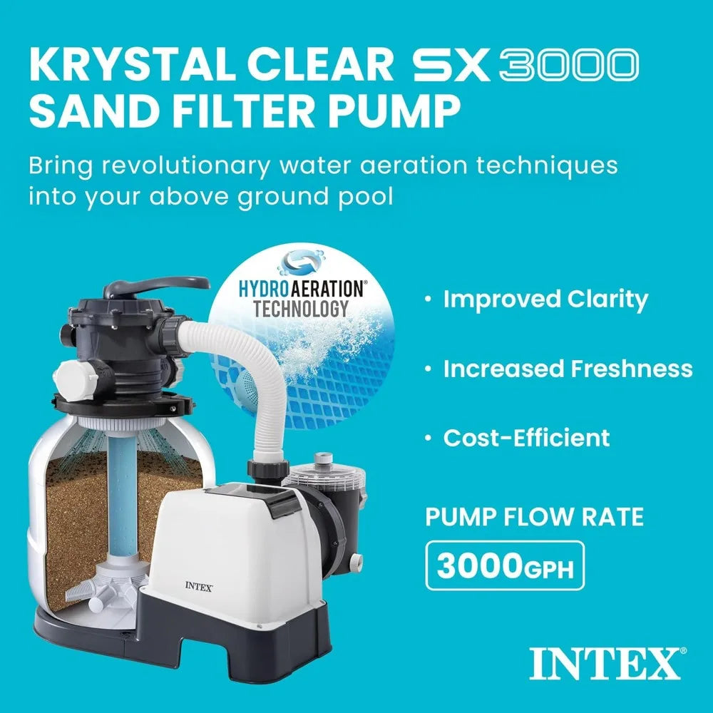 INTEX Krystal Clear Sand Filter Pump for Above Ground Pools Swimming Pool Pump with Automatic Timer Hydro Aeration Tech