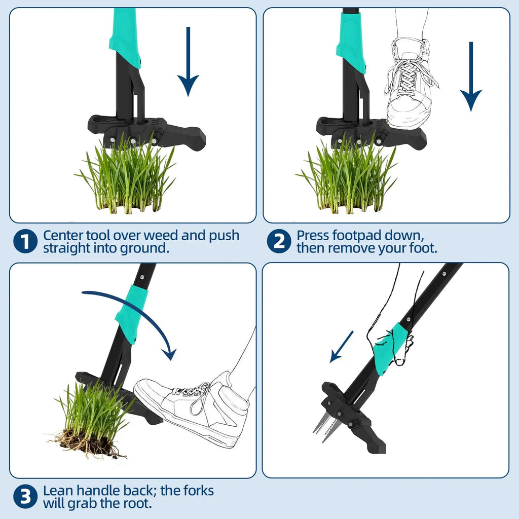 Garvee 40" Long Handle Stand Up Weed Puller Gardening Hand Weeding Tool | Easy-Eject Easily Remove Weeds Without Bending, Pulling, or Kneeling