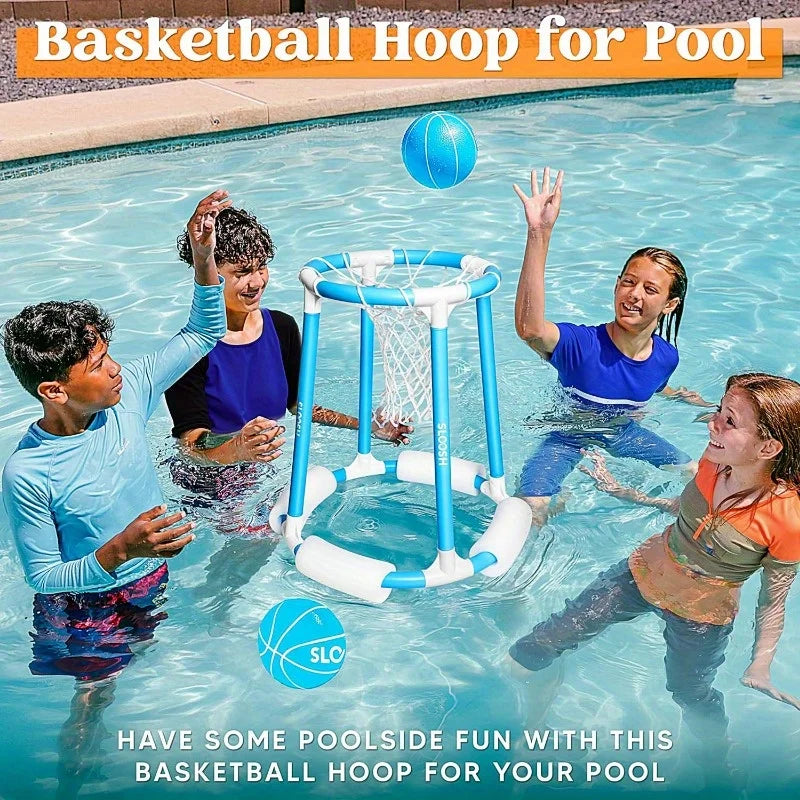 Joyfy Summer Pool Basketball Hoop, Floating Basketball Pool Game, Swimming Floats with Balls for Kids & Adults