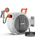 Retractable Garden Hose Reel, Wall Mounted, Heavy Duty Garden Hose, 9 Patterns Nozzle, Swivel Bracket