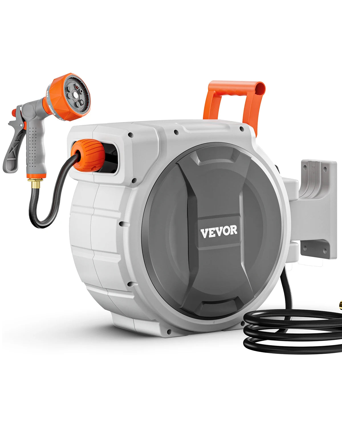 Retractable Garden Hose Reel, Wall Mounted, Heavy Duty Garden Hose, 9 Patterns Nozzle, Swivel Bracket