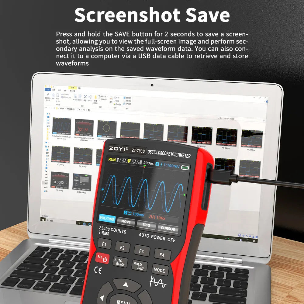 ZOYI ZT-703 Handheld digital oscilloscope multimeter three-in-one two-channel oscillometer signal generator electrician