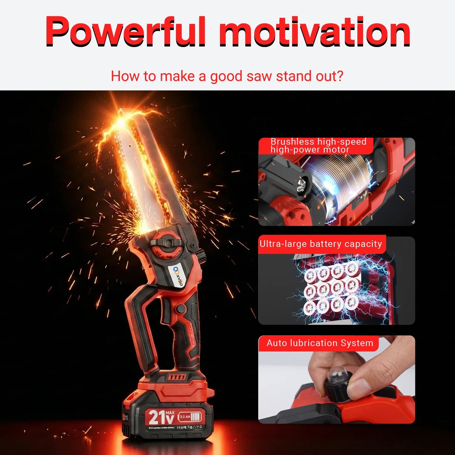 6" and 8" Mini Chainsaw Cordless, Portable Handheld Electric Chainsaw, 2 Batteries