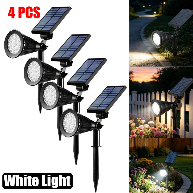Solar Power Spot Lights Outdoor Waterproof for Christmas Decorations Flag Tree Wreath Santa Claus Snowman Bright LED Landscape Lamp Uplights for Outside Garden Yard Patio Sidewalk Warm White