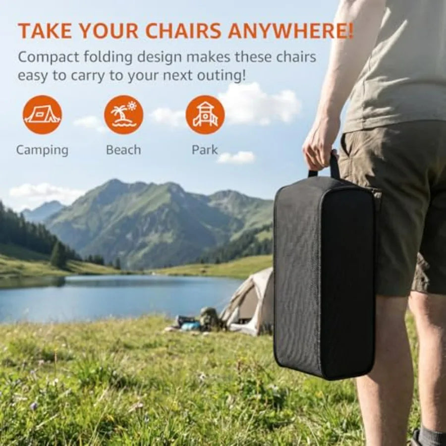 HAAGEEP Armless Rocking Camping Chair for Adults, Portable Folding Outdoor Rocker with Spring-Action Technology, Heavy Duty Mesh Camp C