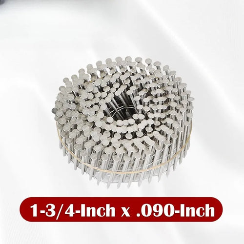 1-3/4-Inch x .090-Inch Ring Shank, 304 Stainless Steel Siding Nails ,15-Degree Collated Wire Coil, 3600 Count