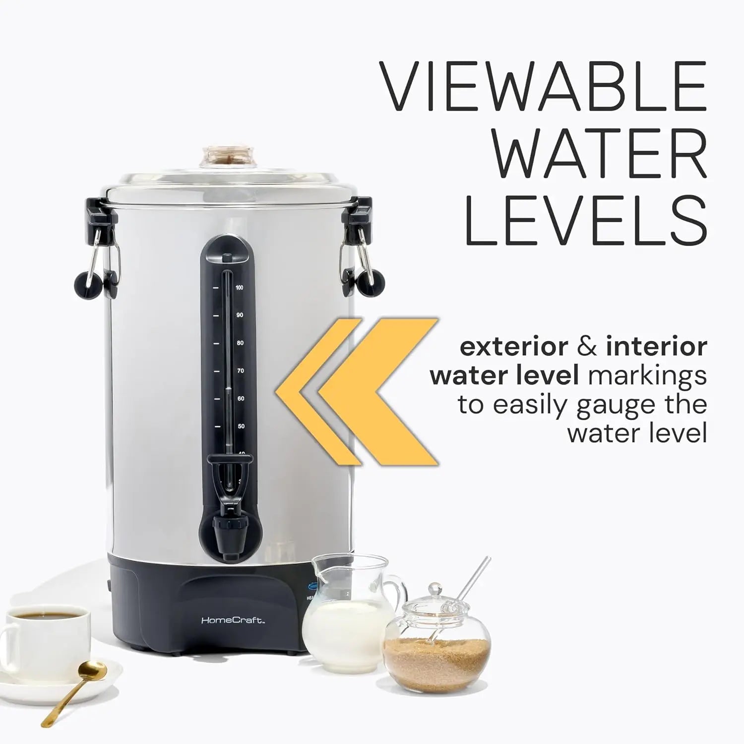 Homecraft 100-Cup Coffee Urn and Hot Beverage Dispenser with Dripless Faucet, Quick-Brewing, Stainless Steel