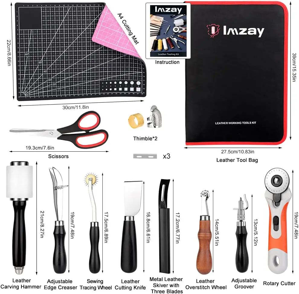 415-Piece Leather Crafting Kit with Punching, Sewing, Stamping & Sanding Tools for Professional and Beginner Projects