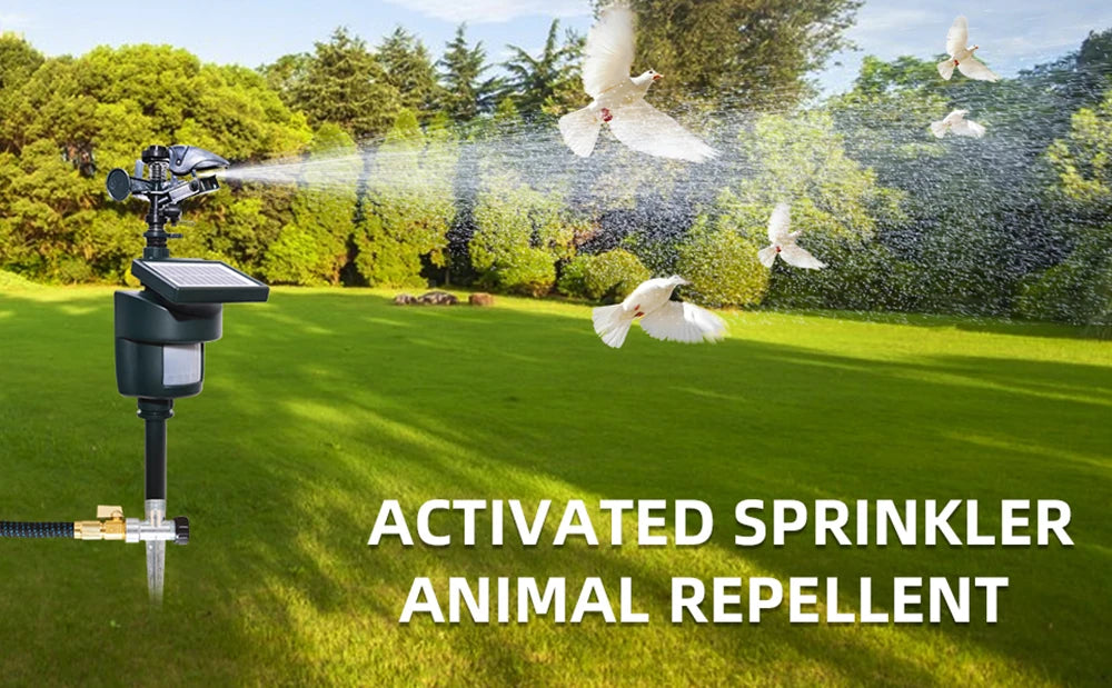 Yardeen Motion Activated Sprinkler with Solar Panels Deter Animal Cat, Birds,Repellent Outdoor Lawn GardenMotion Sensor Water Sprinkler