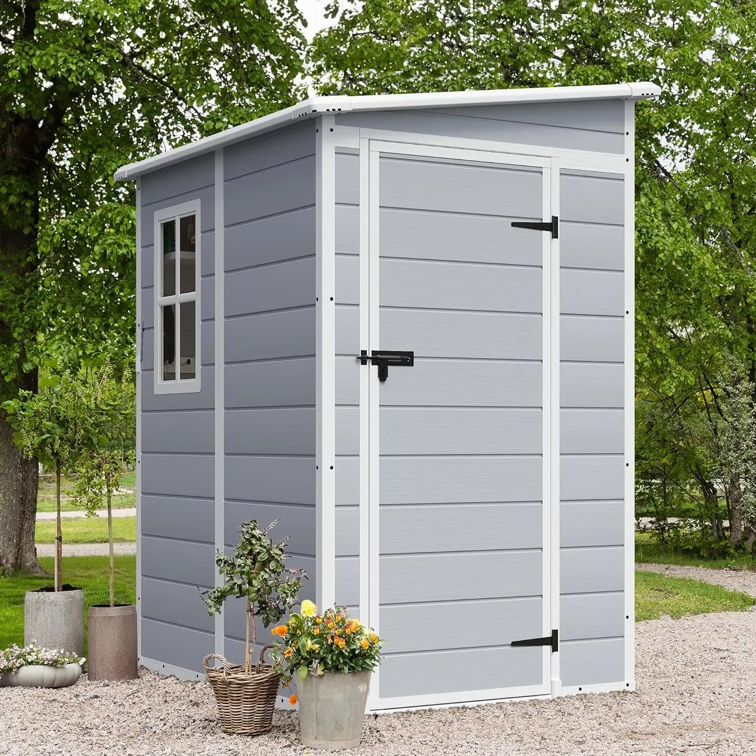 Outdoor 5x4 FT Resin Storage Shed Lockable Floor Tool Patio Backyard Lawn, Customized