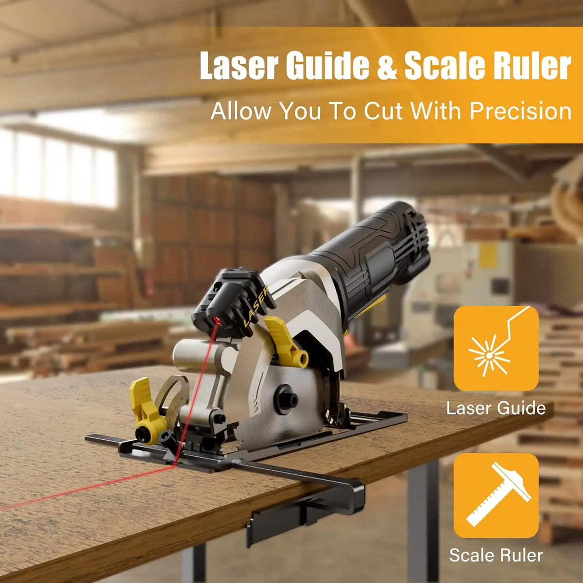 NEWONE Electric Mini Circular Saw With Laser, Multifunctional Electric Saw, DIY Power Tool