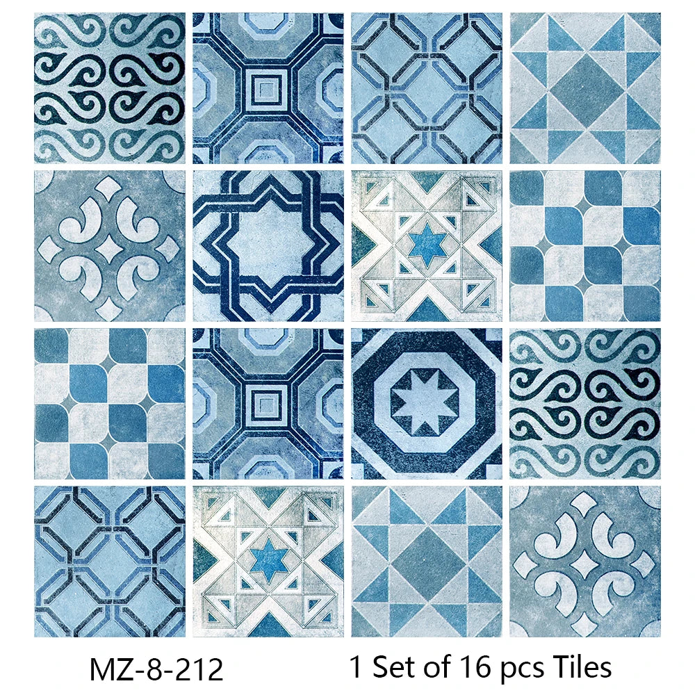 Waterproof Tiles, Peel And Stick, 16 Pieces/Set, PVC