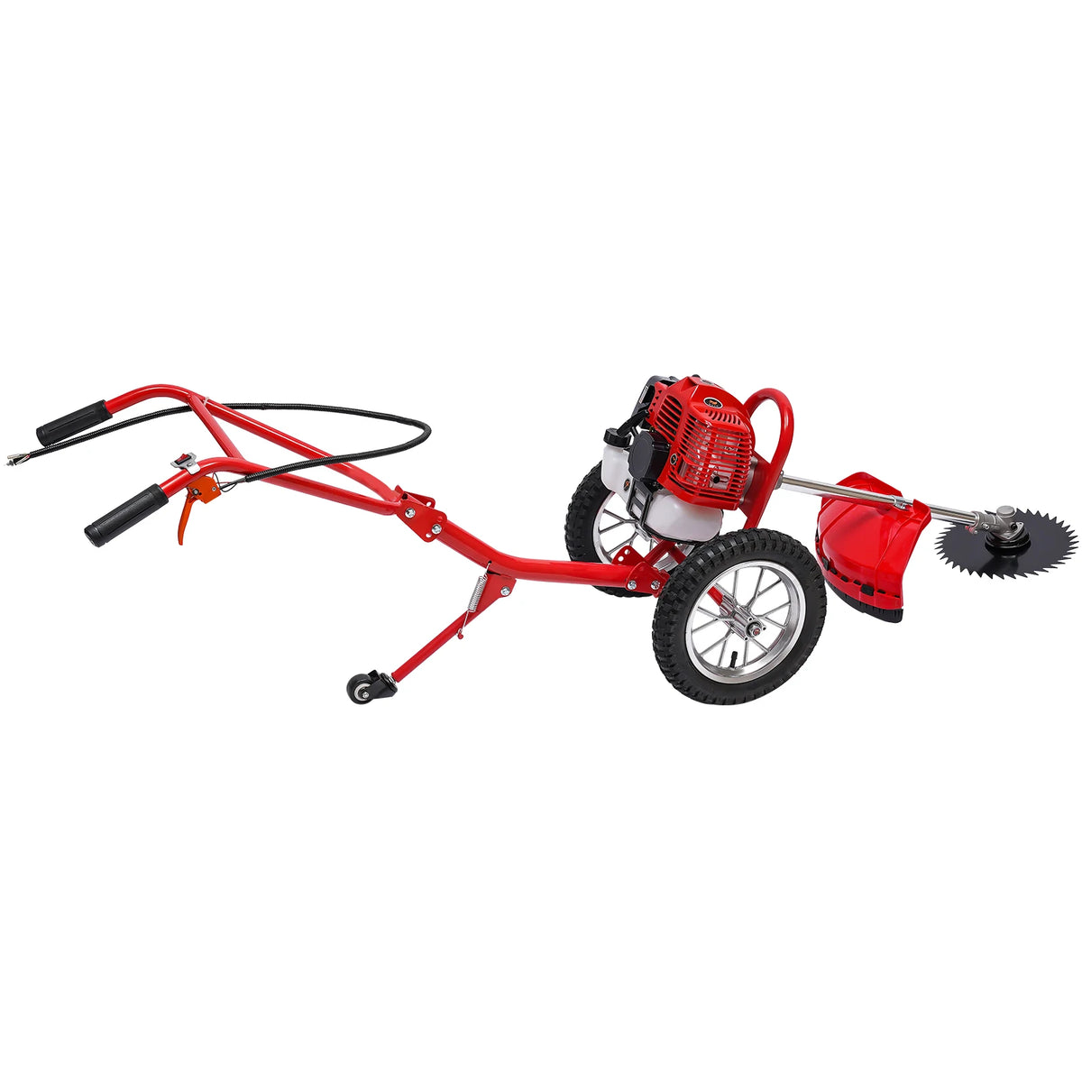 Bymaocar 2-Stroke Gas Lawn Mower Hand Push Gasoline Lawn Mower 28cm Cutting Width Small Gasoline Multi-function Garden Edging Tool