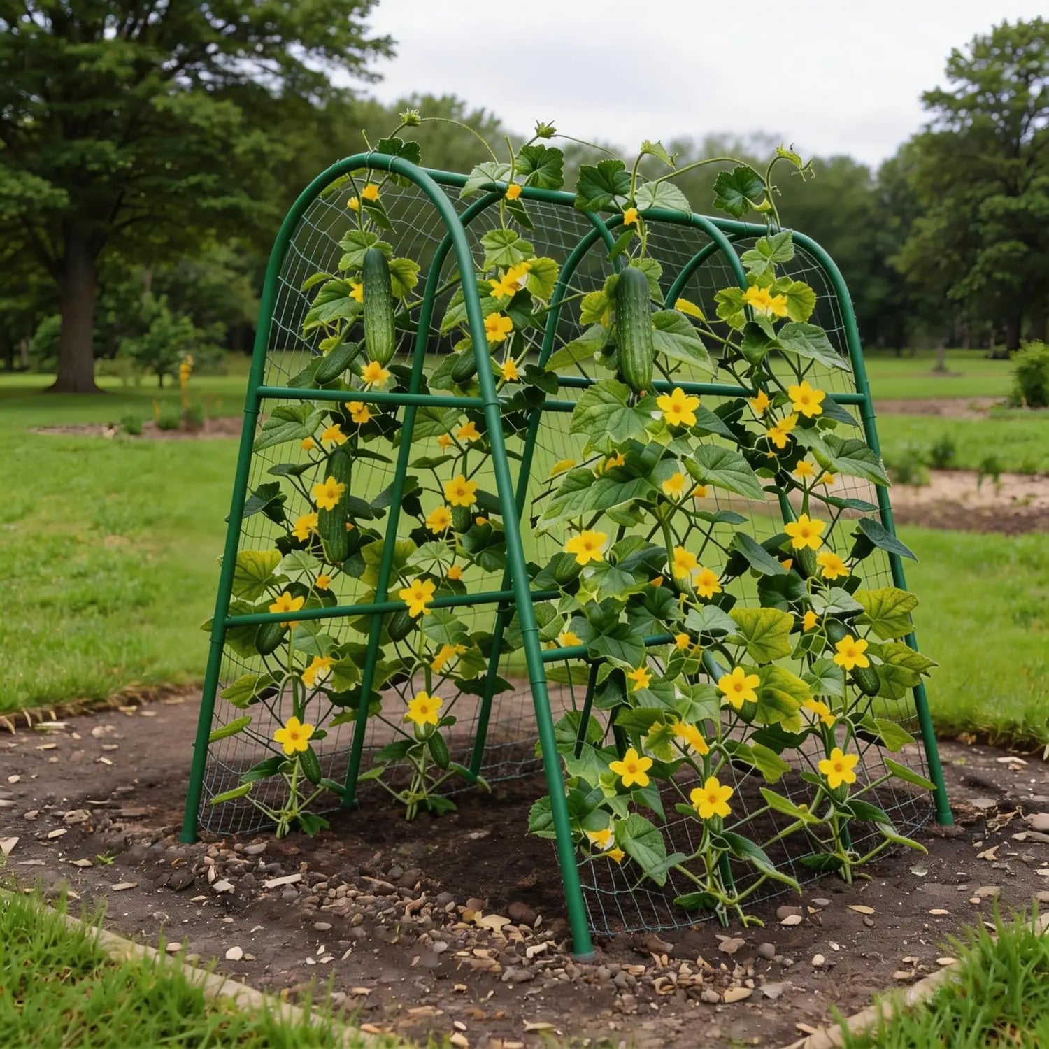 Garden Arch Trellis for Raised Beds, Plant Support for Cucumbers, Melons, Grapes, Roses & Climbing Vegetables