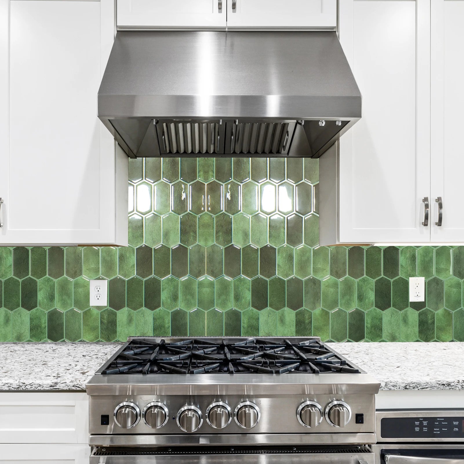 Peel And Stick Backsplash, 10-Pack, Vinyl, Deep Green