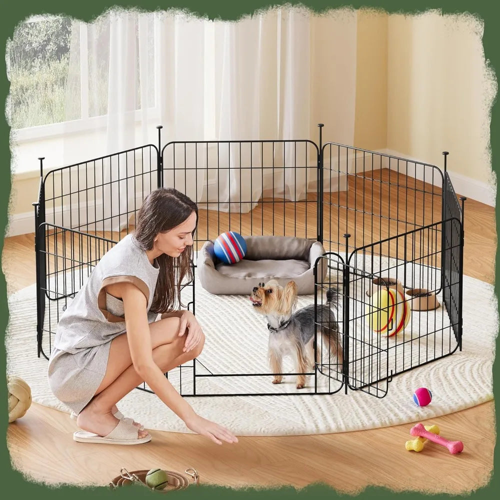 Expandable Dog Playpen, 8 Panel 20-inch Puppy Playpen with Door, Indoor/Outdoor Pet Fence