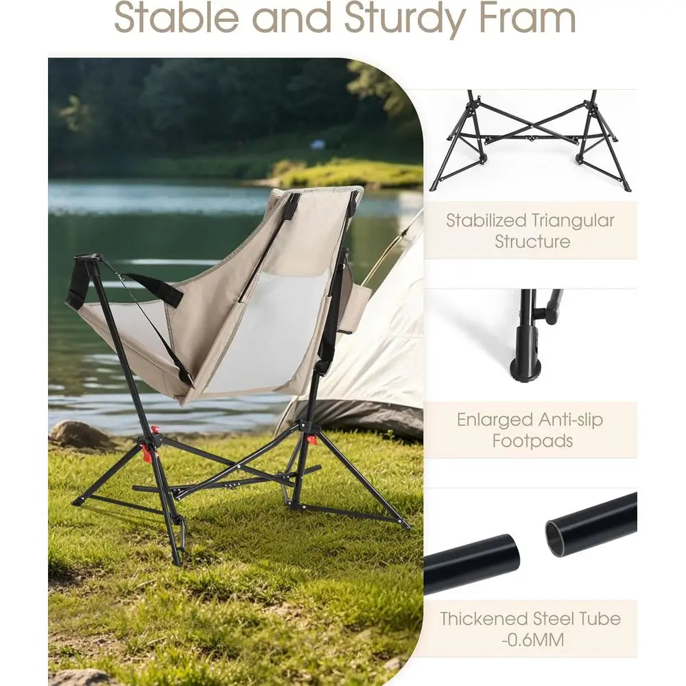 Hammock Camping Chairs Set o 2- Portable Swinging Chair or Adults with Stand and Storage Bag, Oversized folding Rocking or Lawn Chair