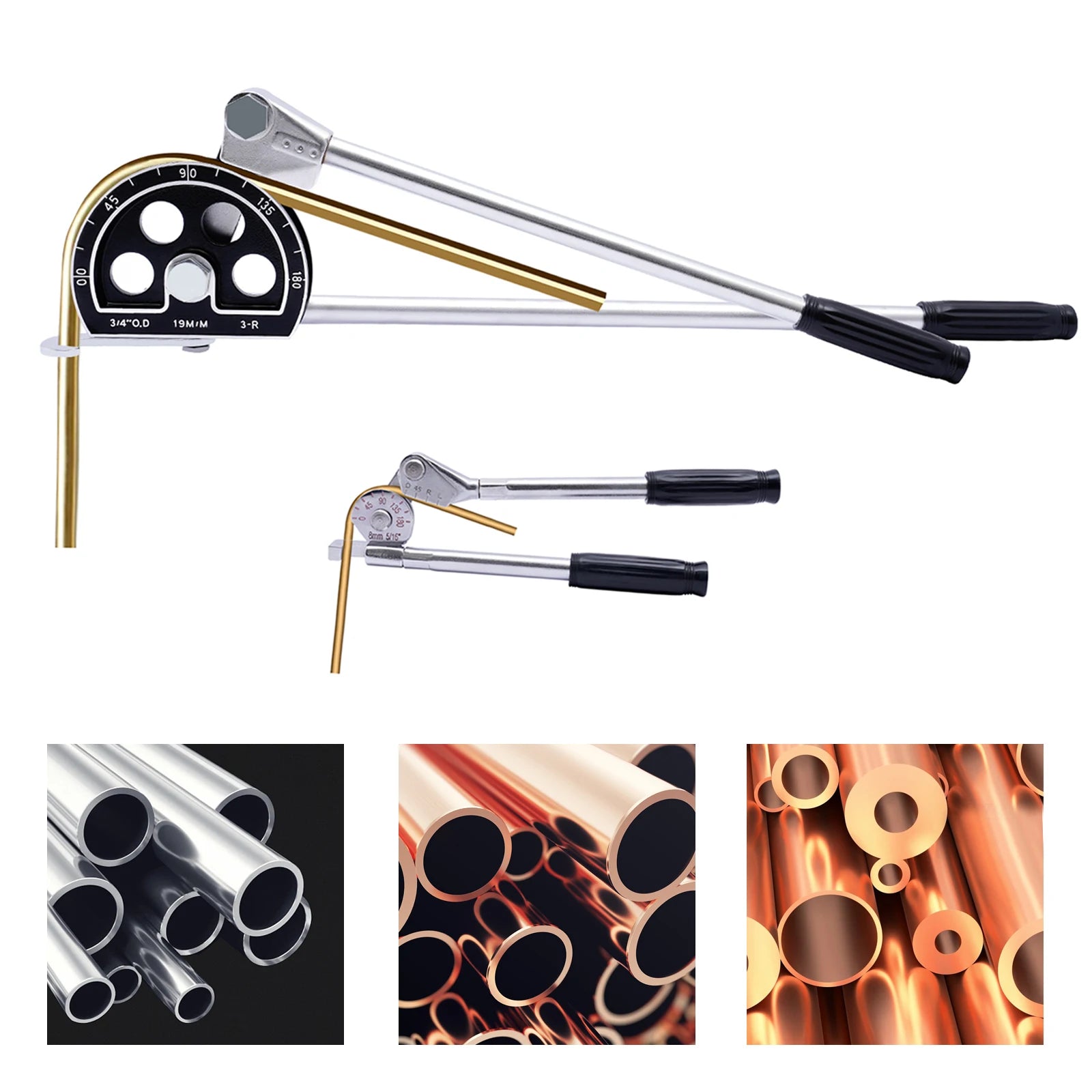 Siver 3/4'' Manual Tube Pipe Bender 180° Plumbing Tools For Steel Copper And Aluminum Used In Many Fields