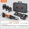 18V Electric Crimping Tool, 1/2" 3/4" 1" Copper Pipes Press Tool Kit w/3 Jaws, 2 Batteries