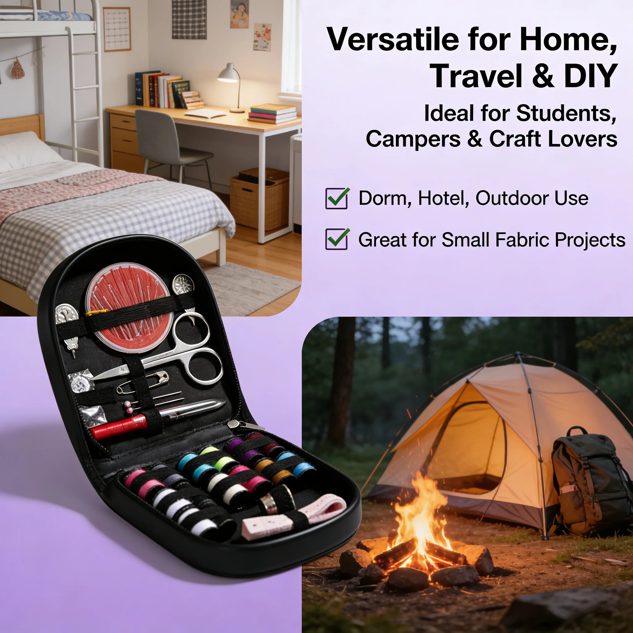 All-Purpose Sewing Kit, Small Portable Design, Home Travel Car, Full Accessories For Quick Repairs