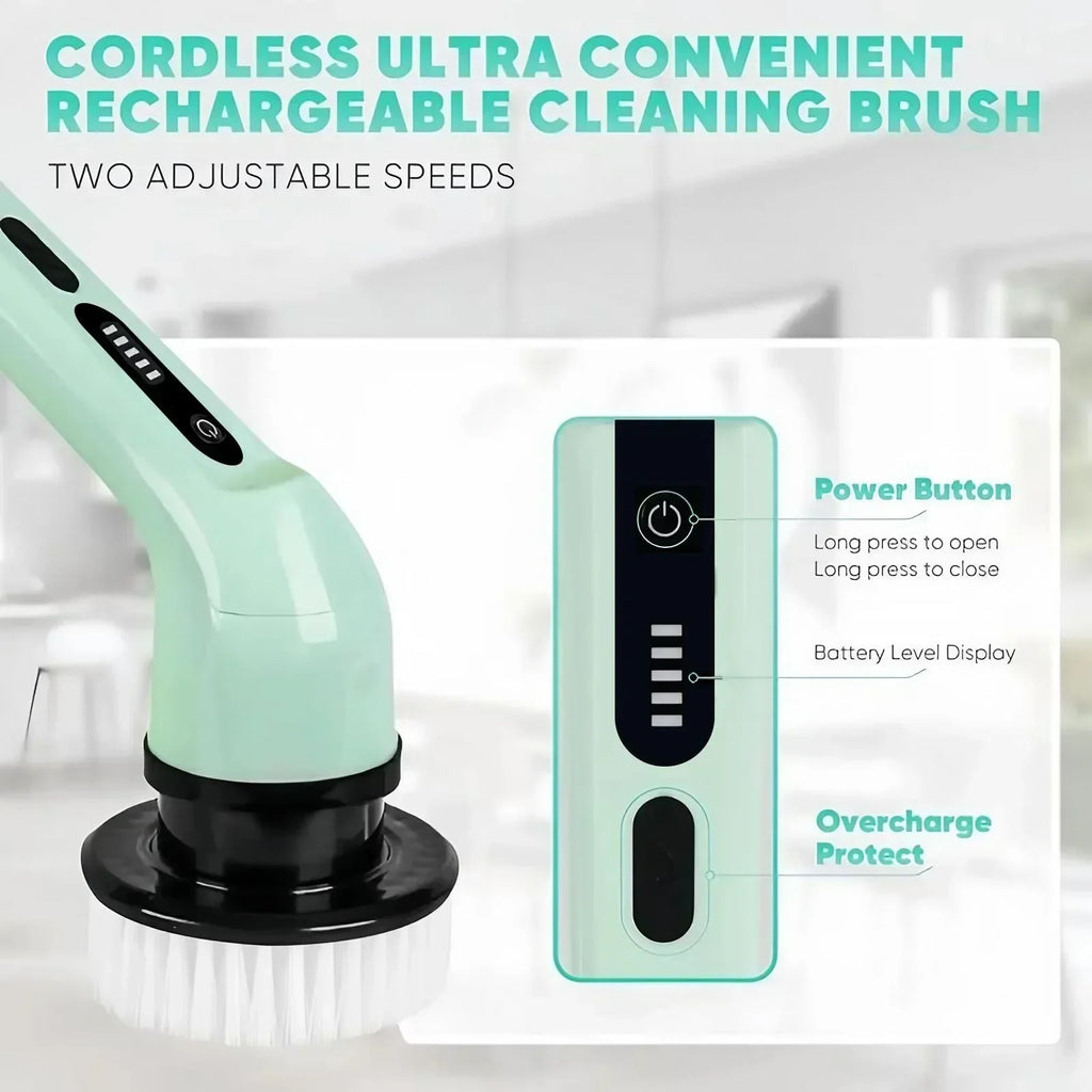 Cordless Electric Spin Scrubber Rechargeable Power Cleaning Brush with 3 or 9 Replaceable Brush Heads Powerful Motor Metal Gear System Extendable Rod Adjustable Handle for Bathroom Kitchen Car Tile Floor Bathtub Shower Grout