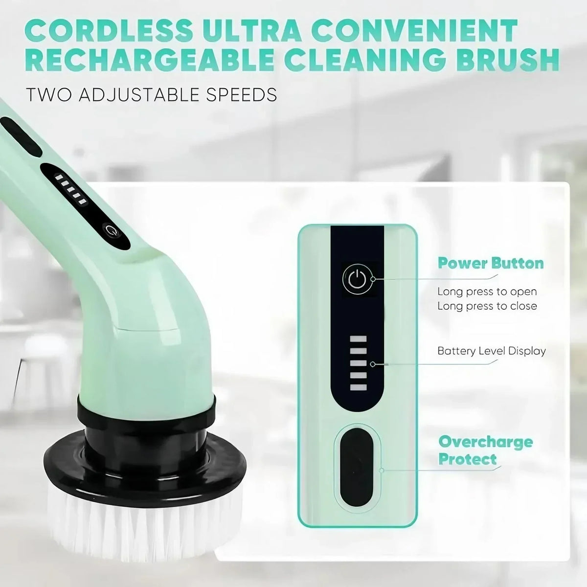 Cordless Electric Spin Scrubber Rechargeable Power Cleaning Brush with 3 or 9 Replaceable Brush Heads Powerful Motor Metal Gear System Extendable Rod Adjustable Handle for Bathroom Kitchen Car Tile Floor Bathtub Shower Grout