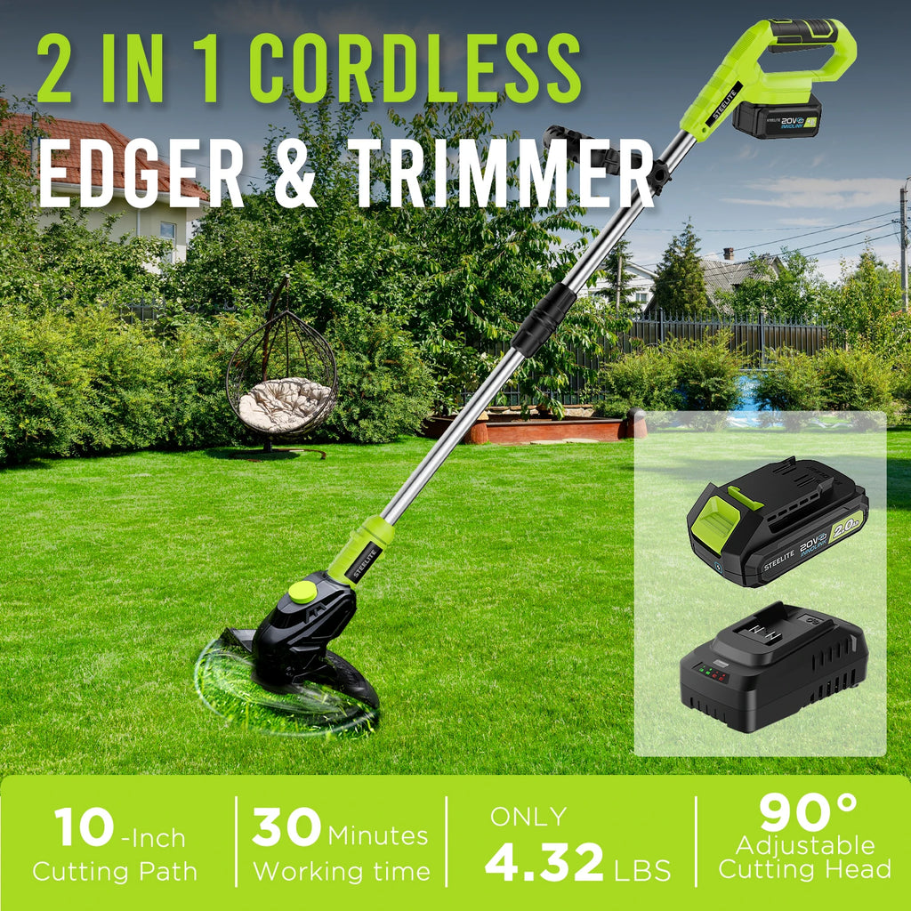 21V Cordless String Edger/Trimmer, 21 Volt Battery, Bump Feed