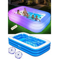 FizZeal Backyard outdoor inflatable pool for adults and kids white PVC material 110 x 63 x 20 with built-in lights and reinforced seat