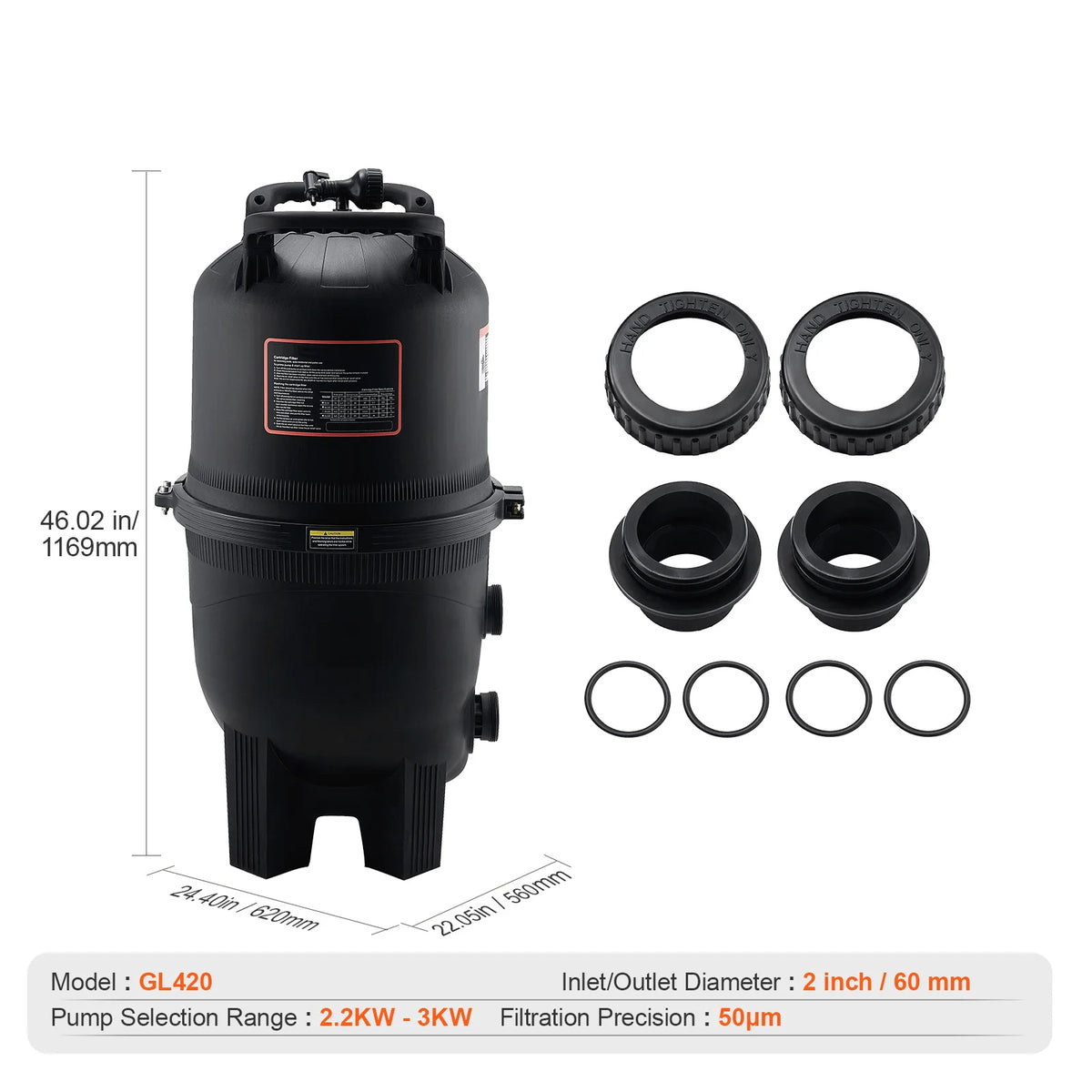 SucceBuy Cartridge Pool Filter 50/325/425/525 Sq. Ft Filter Area Inground Pool Filter Above Ground Swimming Filtration  System