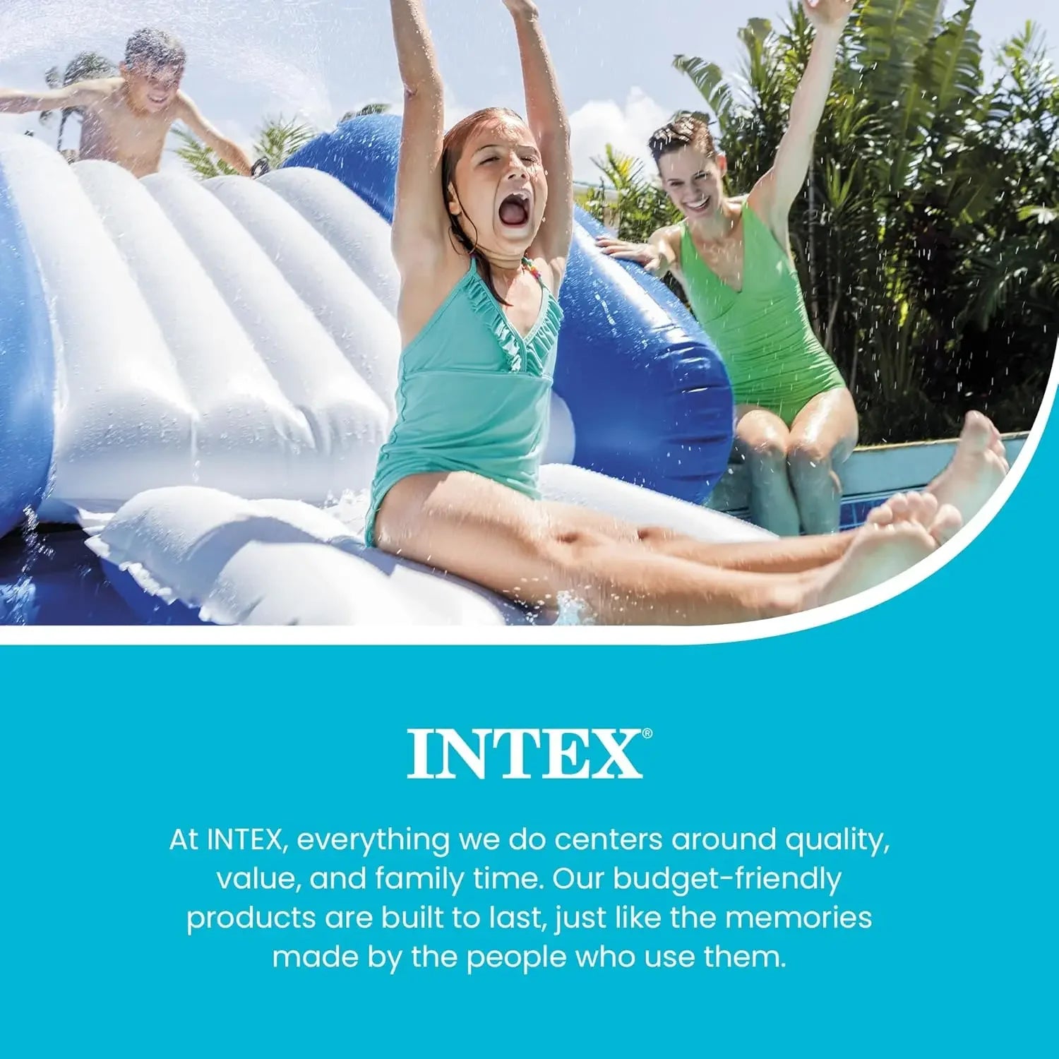 Intex Kool Splash Inflatable Water Slide Swimming Pool Play Center with Built in Sprayers for Kids and Adults, Ages 6 and Up