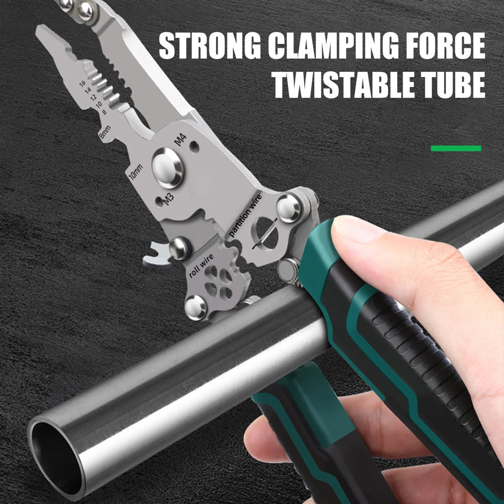 Electrician Wire Cutter Multi Function Folding Cable Stripping Pliers for Wiring Cutting Crimping Handheld Tools Professional