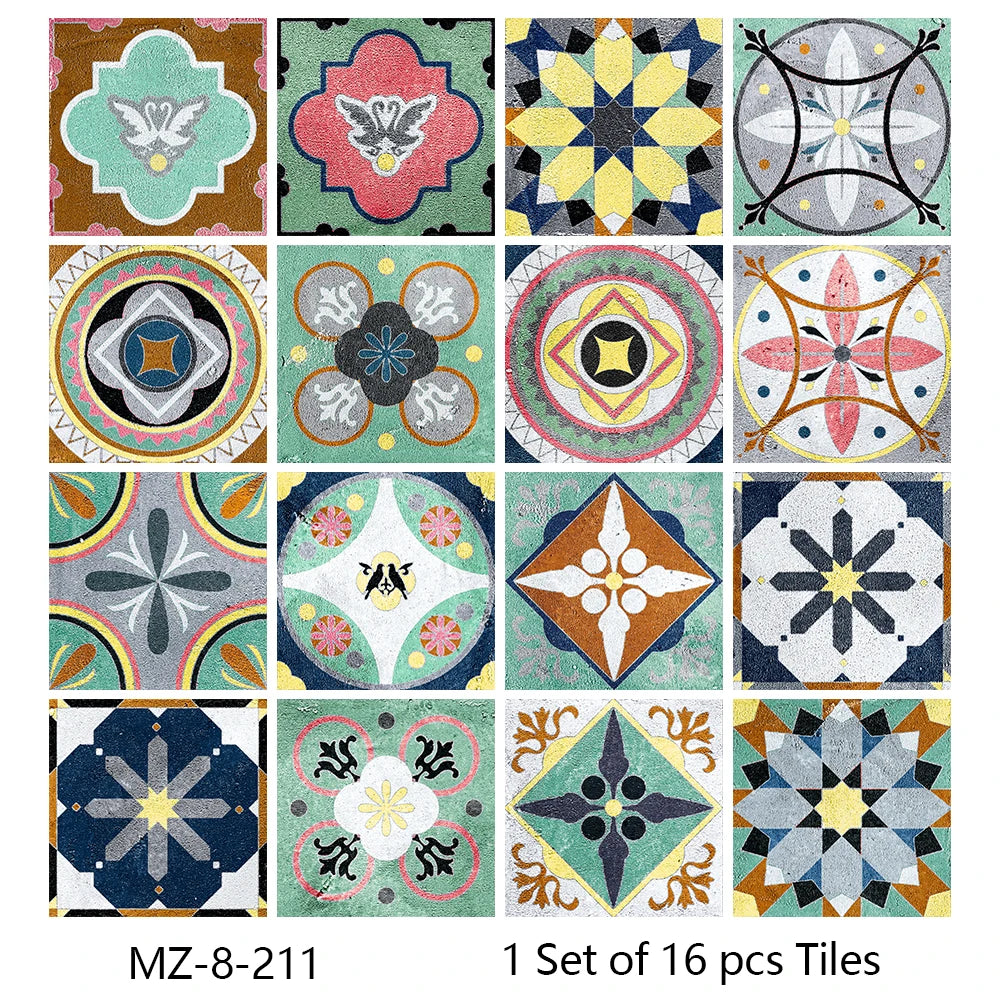 Waterproof Tiles, Peel And Stick, 16 Pieces/Set, PVC