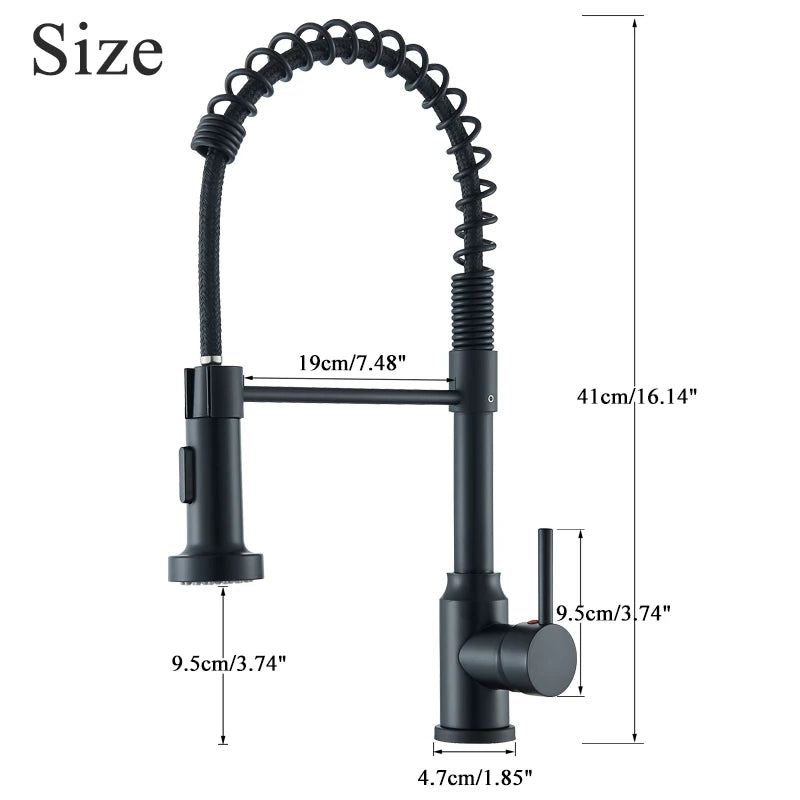 Pull Down Kitchen Faucet, Single, 360° Swivel, Dual Function Nozzle
