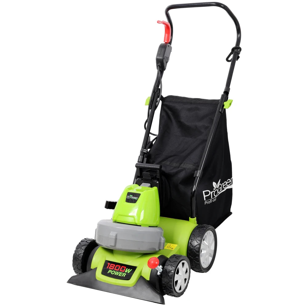 PROGREEN 1600W Leaf vacuum cleaner 3 in 1 Function Vacuum, Blower & Mulcher Excellent for working in the garden, on lawns or walkways. Green Color