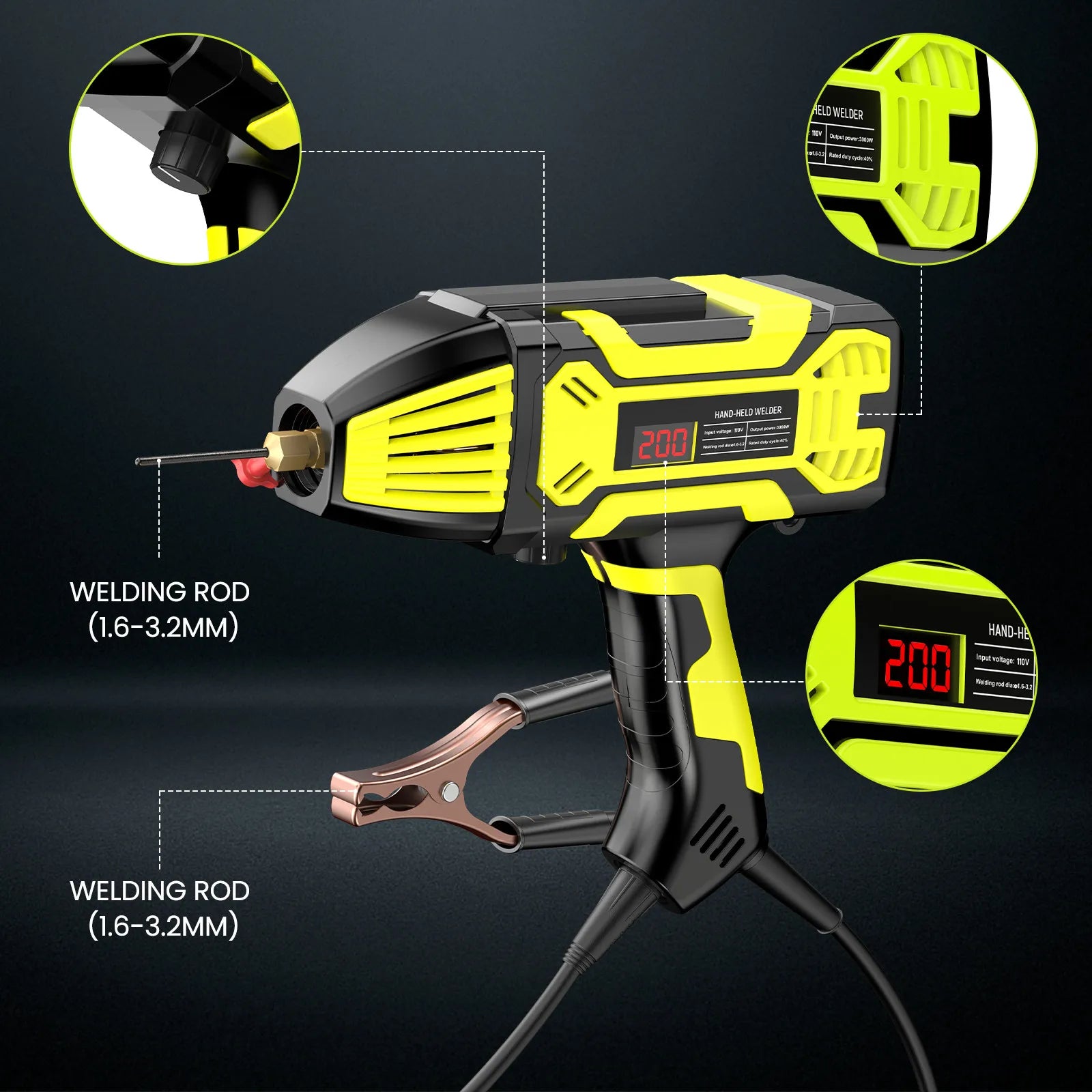 Handheld ARC Welder, Digital Portable Stick Welding Machine 20-200Amp IGBT Inverter