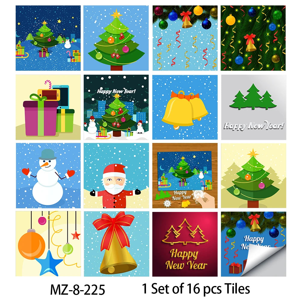 Waterproof Tiles, Peel And Stick, 16 Pieces/Set, PVC