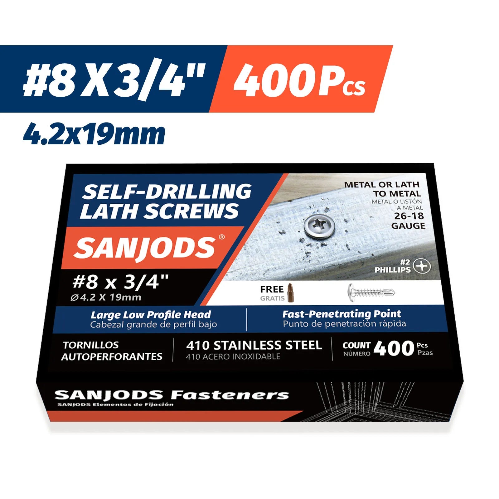 #8 Self Drilling Sheet Metal Screws, 410 Stainless Steel Self Tapping Screws, Phillips Truss Head Lath Screws