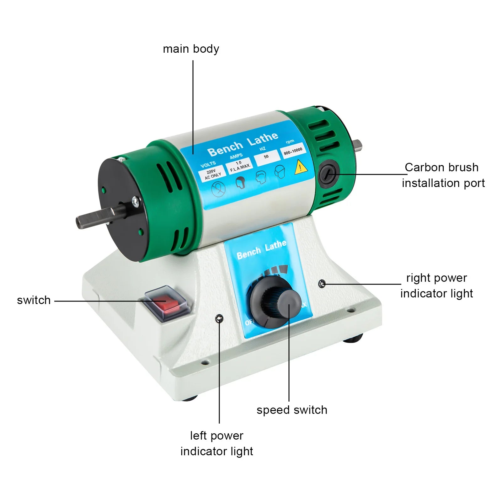 800W Jewelry Polisher Adjustable Variable Speed Polishing & Buffing Machine US Standard/EU Standard