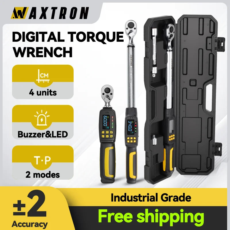 Waxtron 1/2'' Digital Torque Wrench 2% Accuracy Hand Tools 1/4'' 3/8'' Torque Wrench Digital For Auto Motorcycle Bike Waxtron Hot
