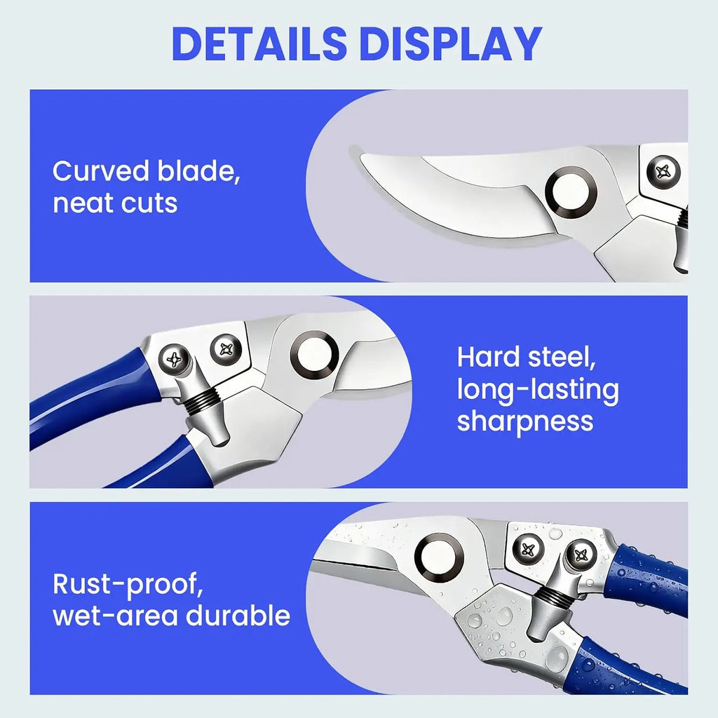 Tacleekii 2-Pack Stainless Steel Bypass Pruning Shears Ergonomic Garden Shears for Branch, Shrub, Vine & Indoor Plant Trimming, Flower Arranging – 8x20cm