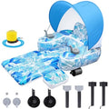 Yao Hui Huang Motorized Pool Float for Adults: PVC Navy Blue Detachable Canopy Dual Thrusters for Smooth Pool Lake Backyard Use